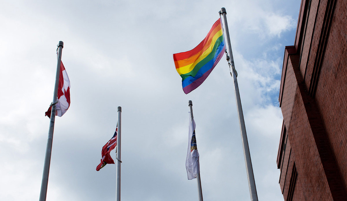 Gay Pride Flag at Police Station
