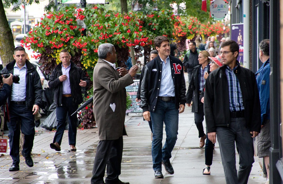 Justin Trudeau walking down King Street